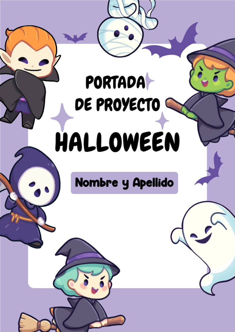 Portada de Halloween de Morado Editable para Imprimir Gratis