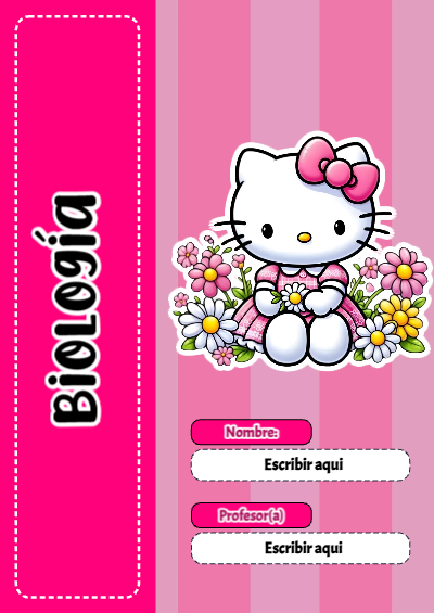 Portada de Hello Kitty de Biología Editable para Imprimir Gratis