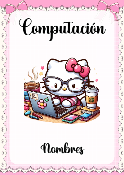 Portada de Hello Kitty de Computación Editable para Imprimir Gratis