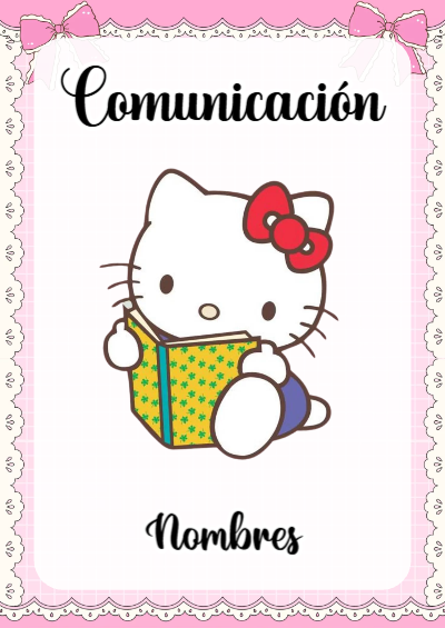 Portada de Hello Kitty de Comunicación para cuaderno para niños de primaria - diseño exclusivo y original
