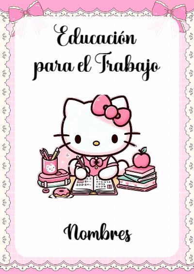 Portada de Hello Kitty de Educación para el Trabajo Editable para Imprimir Gratis