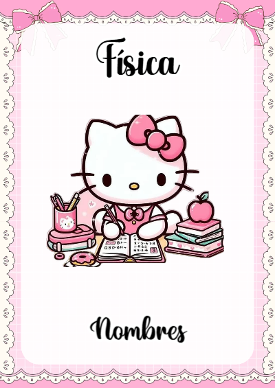 Portada de Hello Kitty de Física para cuaderno ideal para niños - creación especial de Mini Canva