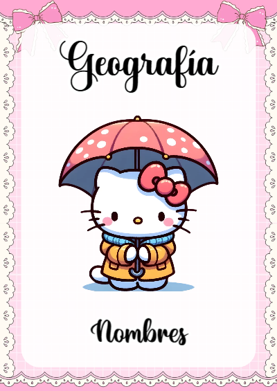 Portada de Hello Kitty de Geografía para cuaderno llamativa y bonita - para todas las edades y grados