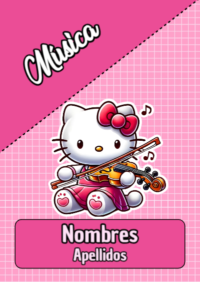 Portada de Hello Kitty de Hello Kitty de Hello Kitty para musica para cuaderno con diseño bonito - creación especial de Mini Canva