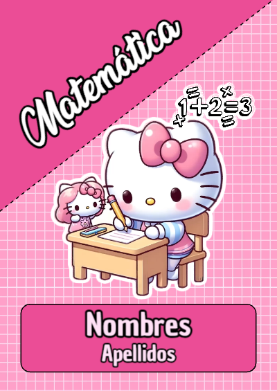 Portada de Hello Kitty de Hello Kitty de Portada de Portada de Hello Kitty para matematica Editable para Imprimir Gratis para cuaderno para niños de primaria - tendencia educativa 2026