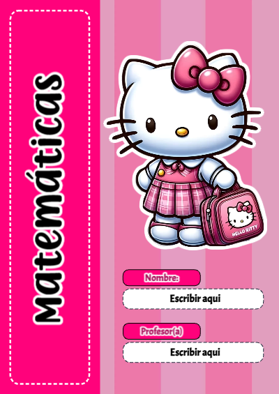 Portada de Hello Kitty de Matemáticas para cuaderno con diseño escolar - ideal para cuadernos de espiral