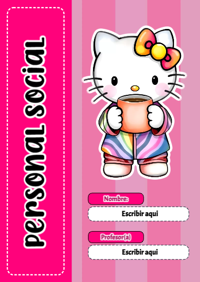 Portada de Hello Kitty de Personal Social para cuaderno lista para imprimir en A4 - creación especial de Mini Canva