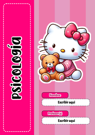 Portada de Hello Kitty de Psicología para cuaderno para clases - ideal para el nuevo año escolar