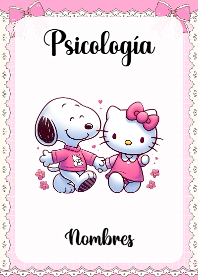 Portada de Hello Kitty de Psicología para cuaderno lista para imprimir en A4 - estilo único para estudiantes