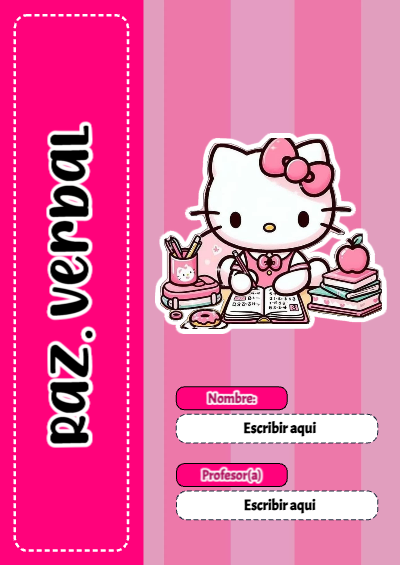 Portada de Hello Kitty de Raz. Verbal para cuaderno decorativa y bonita - para personalizar tus materias