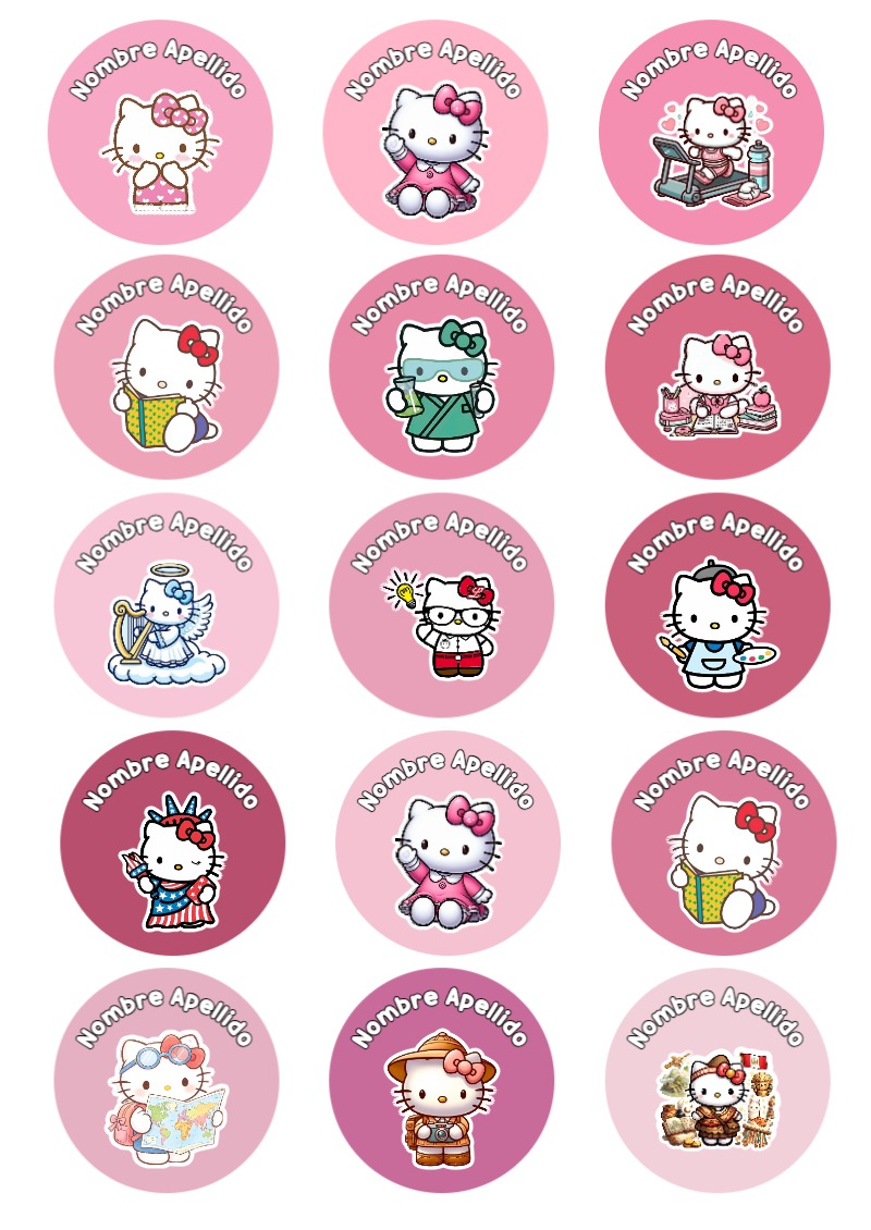 Etiquetas de Hello Kitty Escolares para cuadernos y útiles escolares - con colores vivos y llamativos