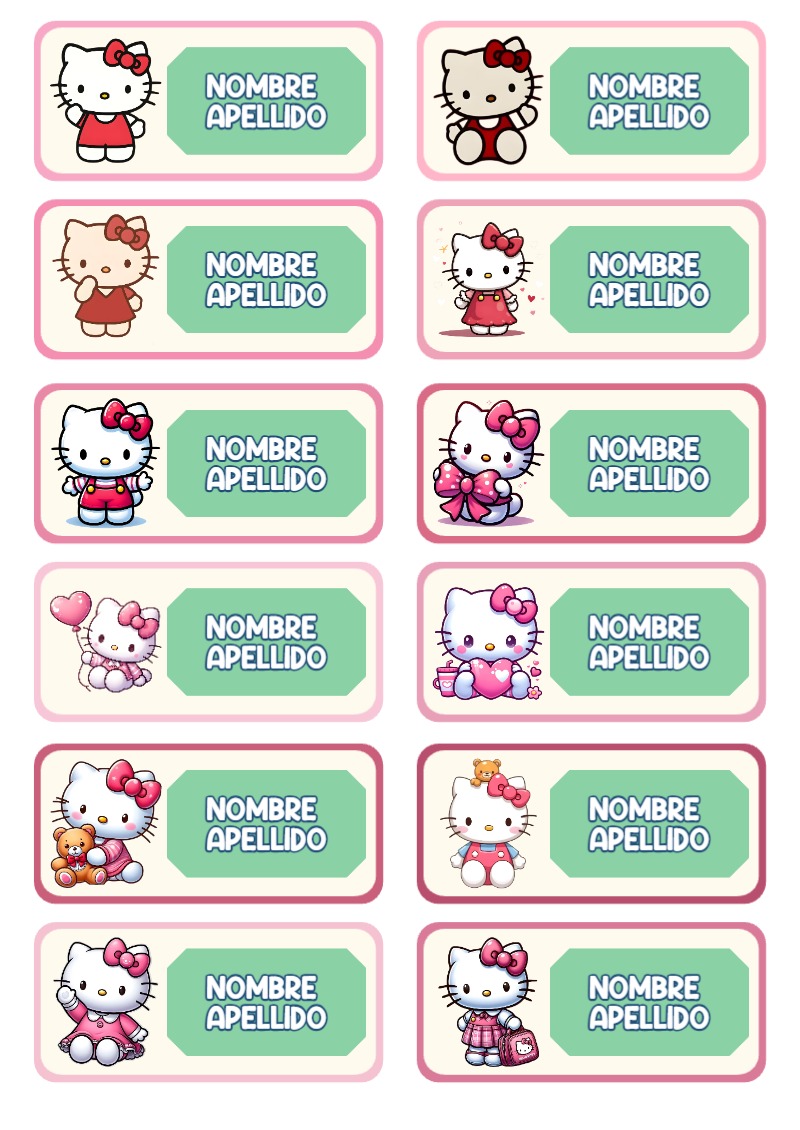 Etiquetas de Hello Kitty gatito gato Escolares para cuadernos y útiles escolares - perfecto para organizar tus apuntes