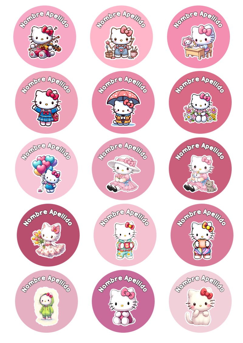 Etiquetas bonitas de Hello Kitty para el nuevo año escolar - estilo único para estudiantes