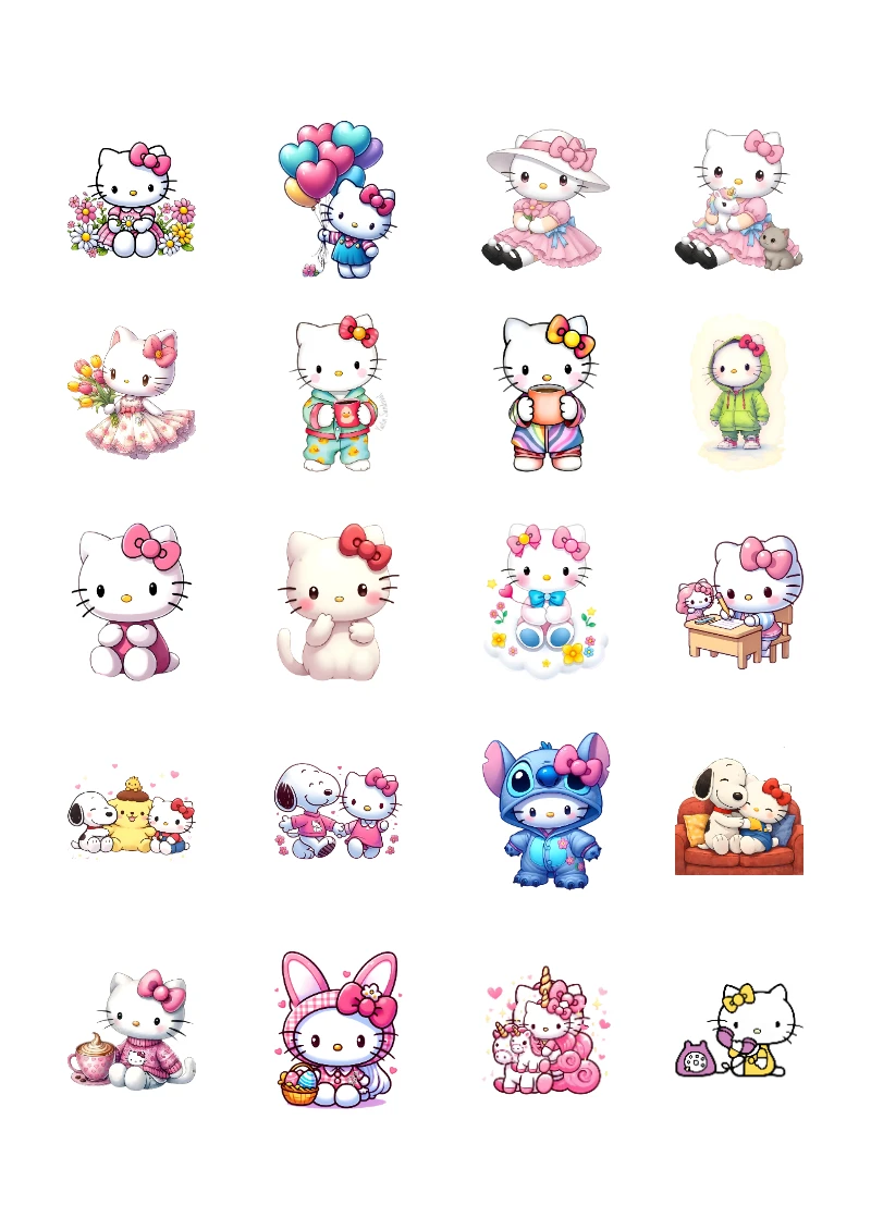 Stickers infantiles de Hello Kitty para Imprimir en PDF Gratis (Diseño 2) bonitos para imprimir - disponible para descarga gratuita