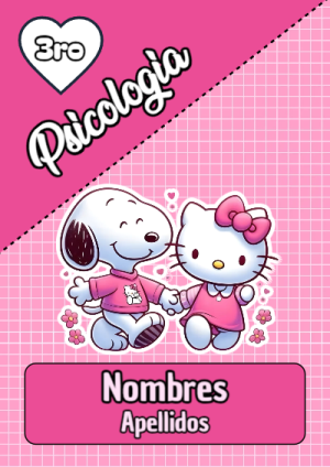 Portada de Hello Kitty para psicologia para cuaderno escolar creativa - disponible para descarga gratuita