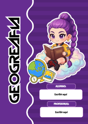 Portada de Huntrix de geografia para cuaderno escolar para imprimir gratis - estilo único para estudiantes