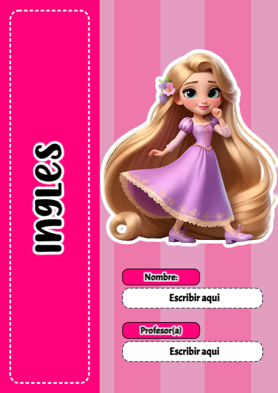 Portada de Ingles con princesas de disney Editable para Imprimir Gratis