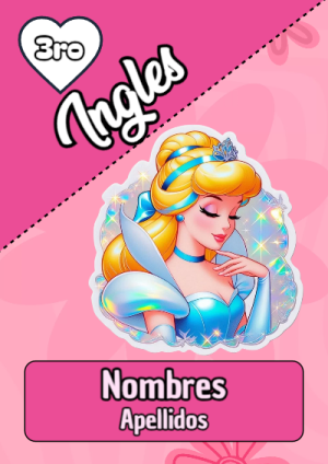 Portada de ingles con princesas de disney para cuaderno con estilo creativo - disponible para descarga gratuita