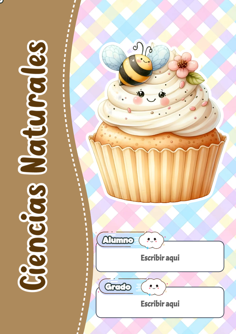 Portada de Kawaii de Ciencias Naturales Editable para Imprimir Gratis