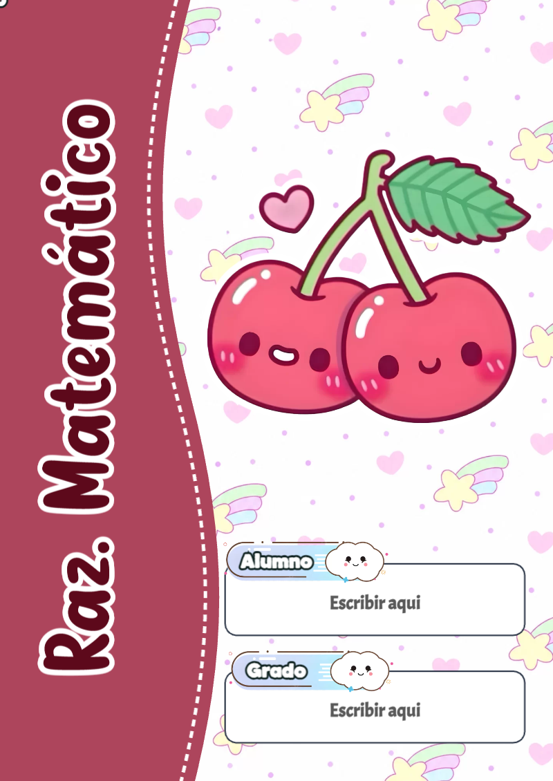 Portada de Kawaii de Raz. Matemático Editable para Imprimir Gratis