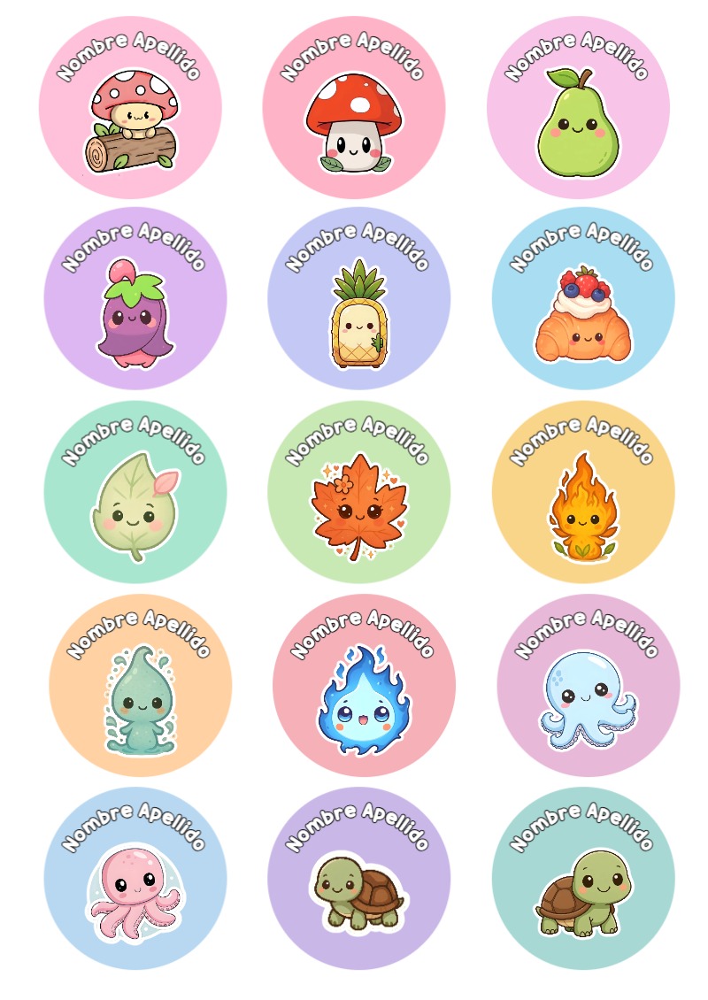 Plantilla de etiquetas escolares de Kawaii para imprimir - ideal para el nuevo año escolar