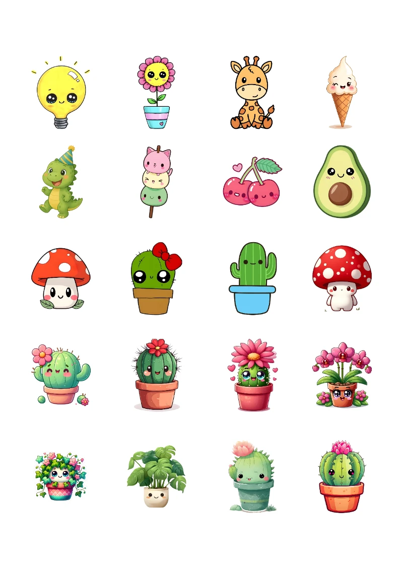 Stickers de Kawaii para Imprimir y Coleccionar Gratis (Diseño 3) para imprimir y recortar gratis - diseño escolar moderno
