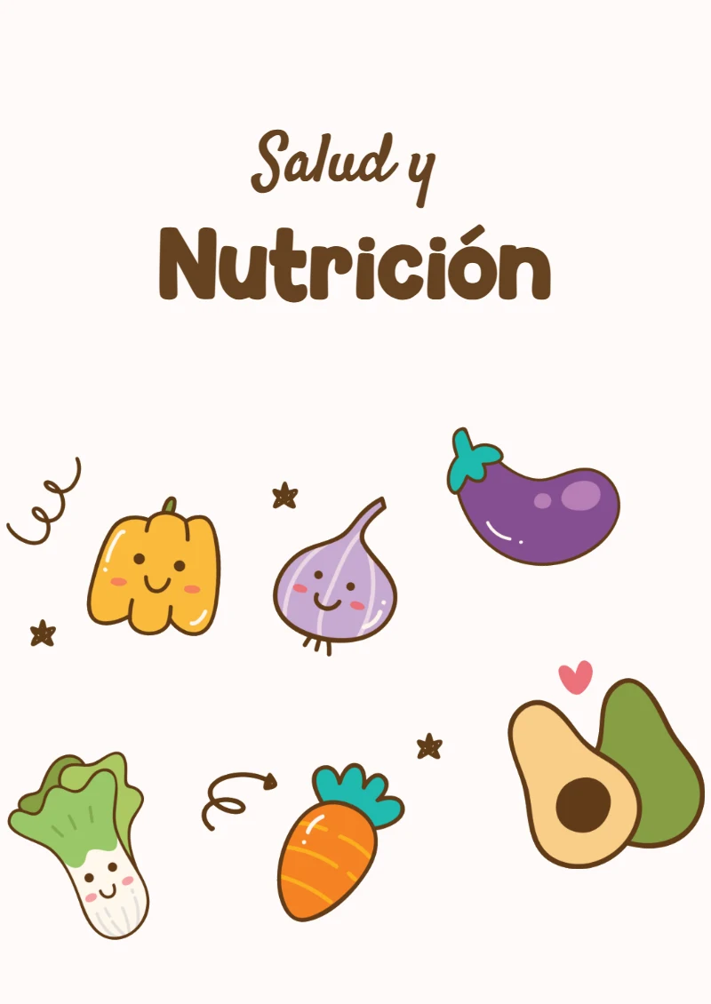 Portada de Kawaii Salud y Nutrición Editable para Imprimir Gratis