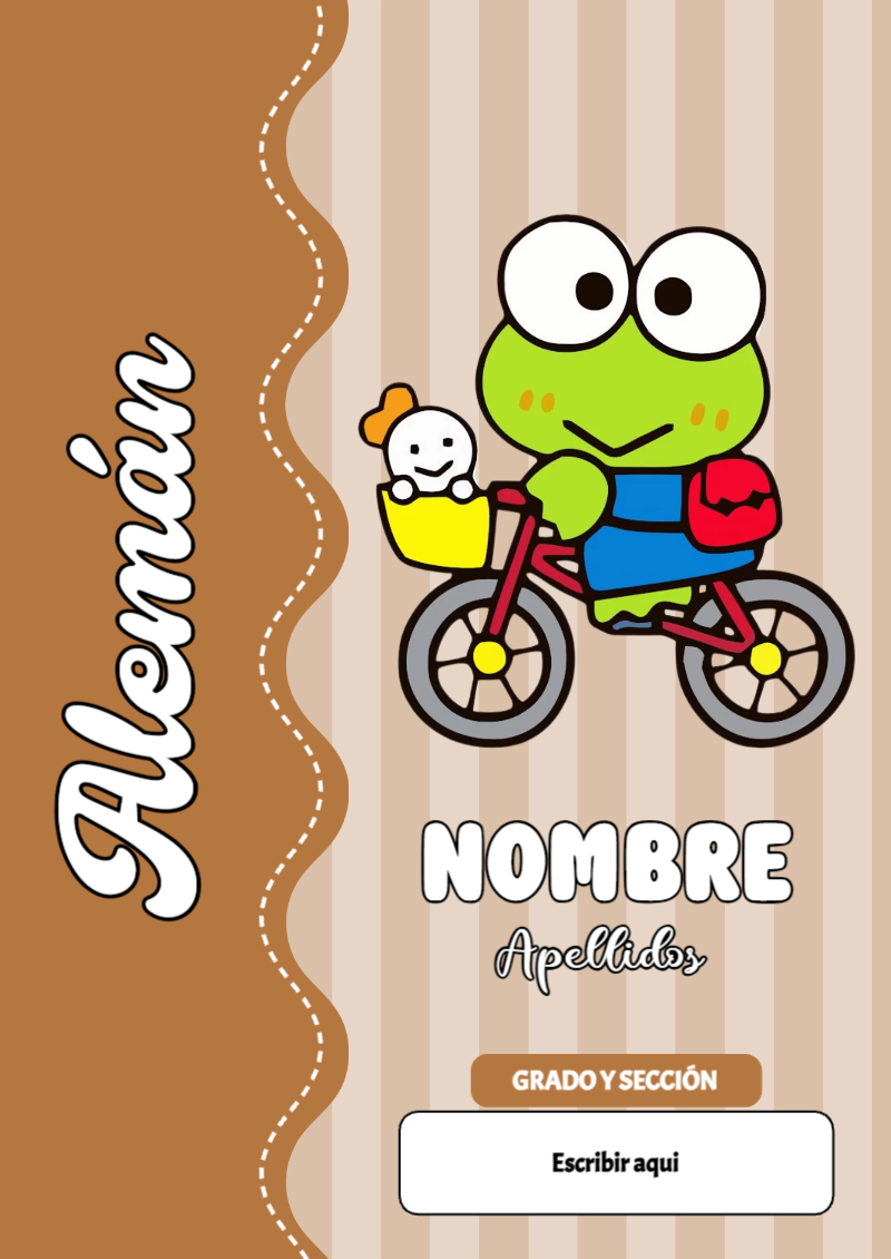 Portada de Keroppi de Alemán Editable para Imprimir Gratis