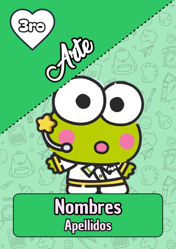 Portada de Keroppi de Arte para cuaderno personalizada para imprimir - perfecto para organizar tus apuntes