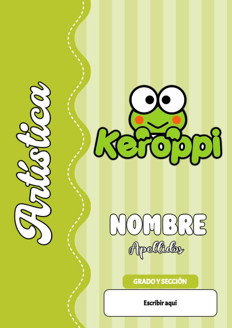 Portada de Keroppi de Artística Editable para Imprimir Gratis