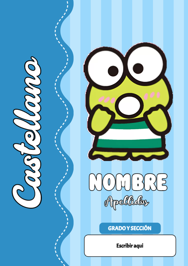 Portada de Keroppi de Castellano Editable para Imprimir Gratis