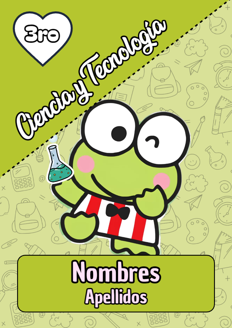 Portada de Keroppi de Ciencia y Tecnología para cuaderno para niños de primaria - para todas las edades y grados