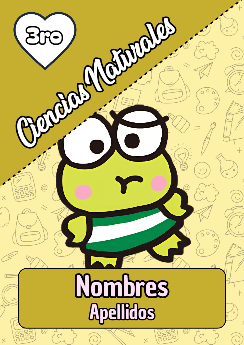 Portada de Keroppi de Ciencias Naturales para cuaderno ideal para niños - versión premium para imprimir