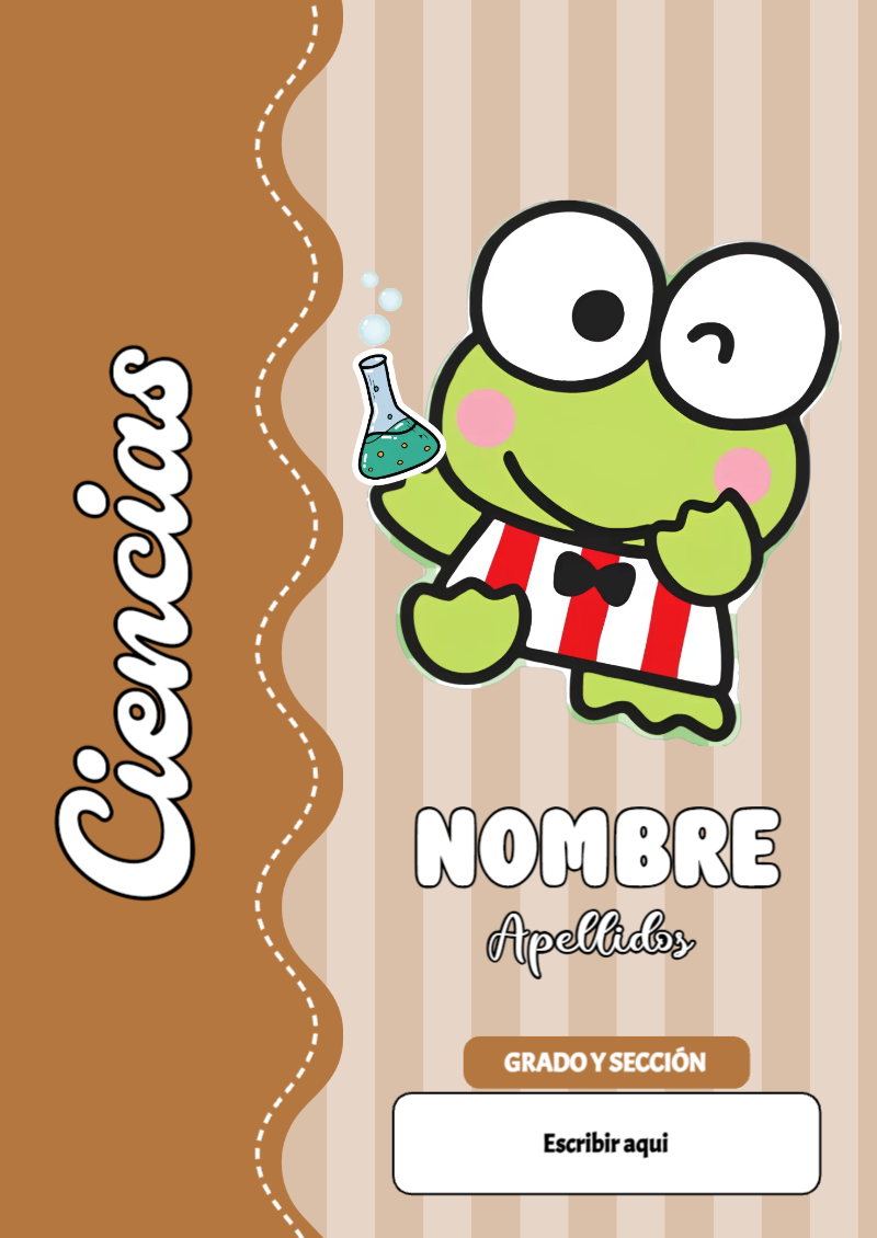 Portada de Keroppi de Ciencias Editable para Imprimir Gratis