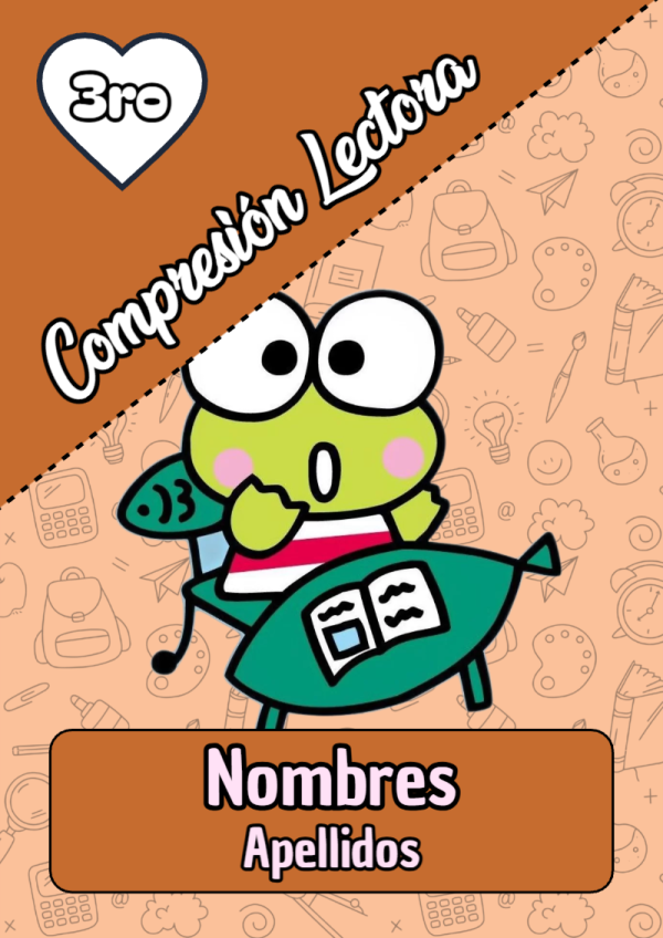 Portada de Keroppi de Compresión Lectora para cuaderno en tamaño A4 - para el regreso a clases