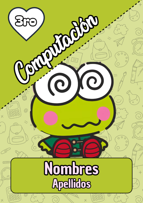 Portada de Keroppi de Computación para cuaderno bonita para imprimir - disponible para descarga gratuita