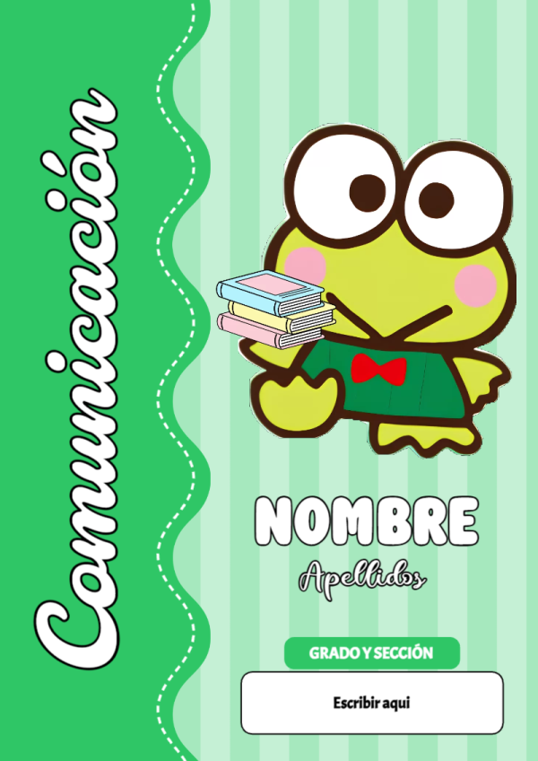Portada de Keroppi de Comunicación para cuaderno personalizada para imprimir - creación especial de Mini Canva