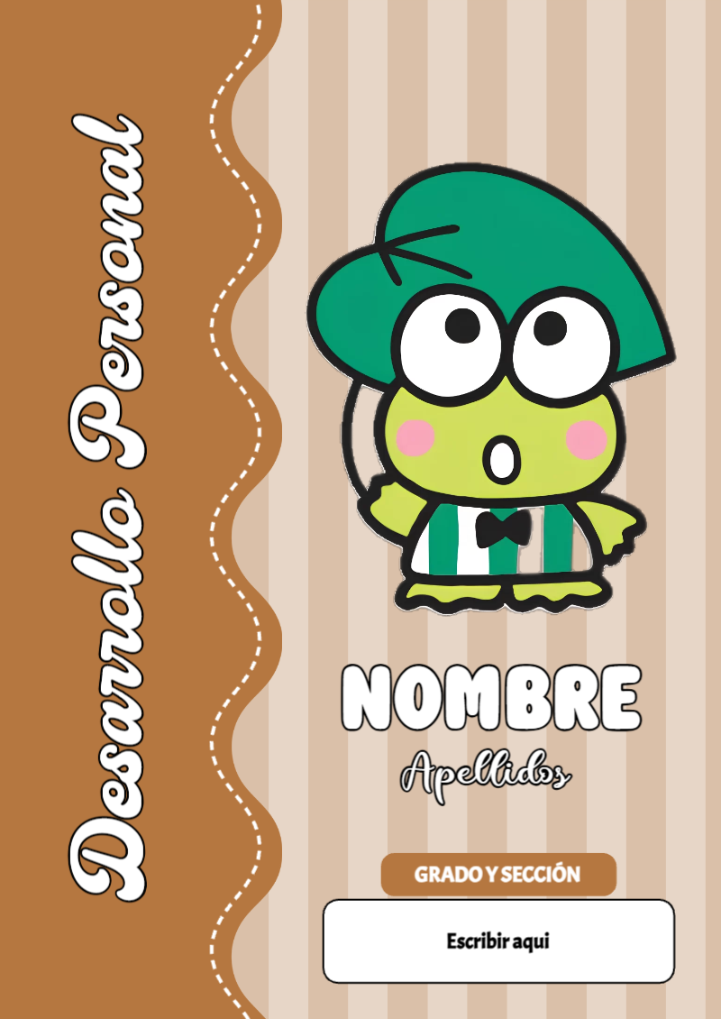 Portada de Keroppi de Desarrollo Personal para cuaderno personalizada para imprimir - formato digital listo para usar