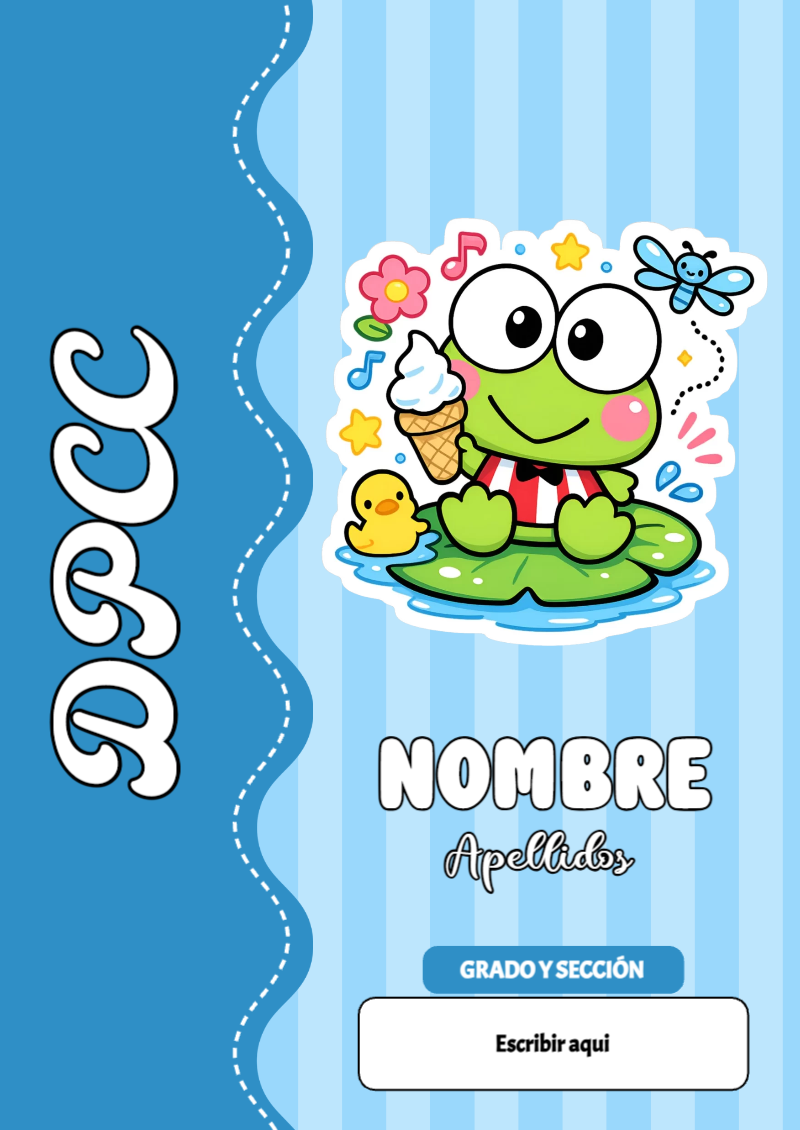 Portada de Keroppi de DPCC para cuaderno con diseño escolar - versión premium para imprimir