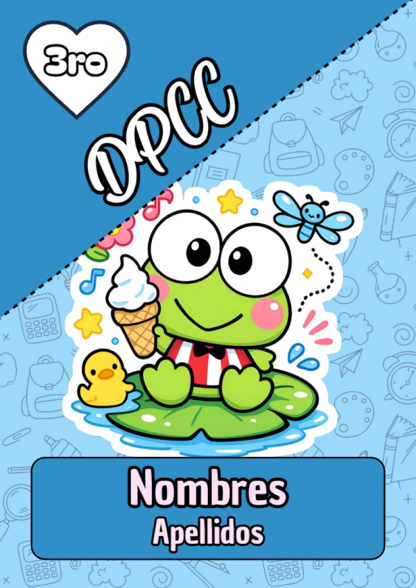 Portada de Keroppi de DPCC para cuaderno con estilo creativo - tendencia educativa 2026