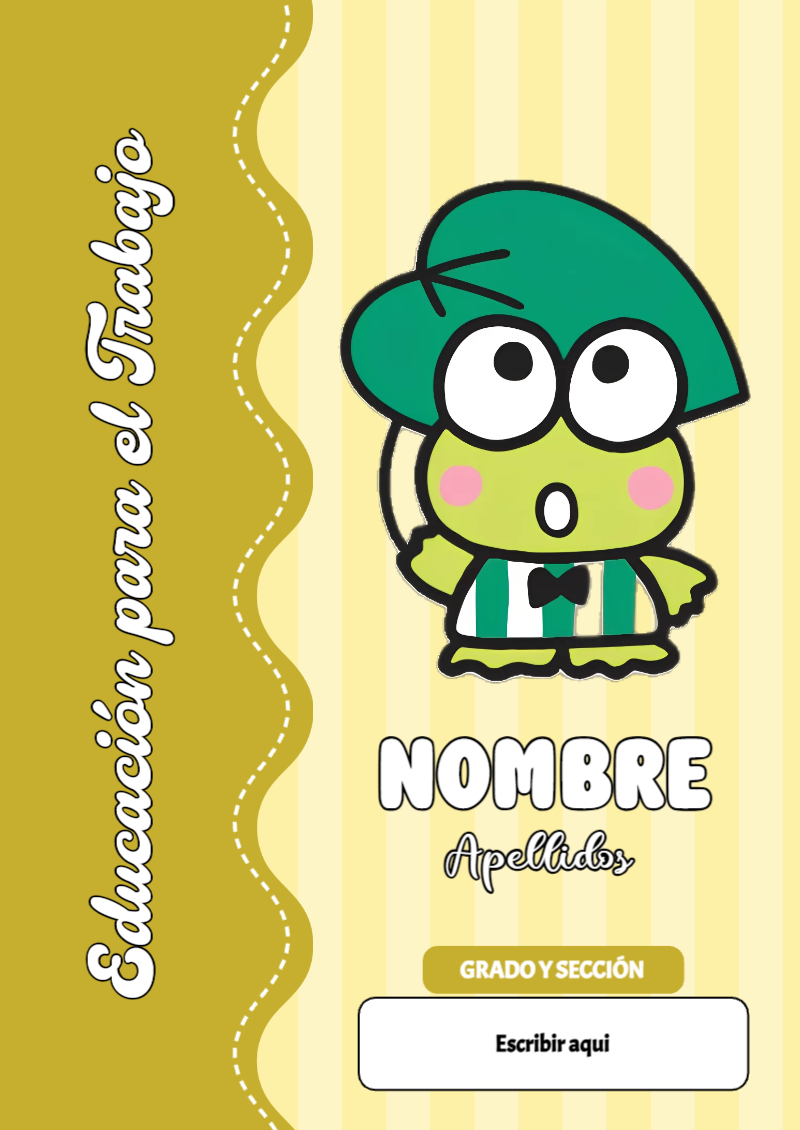 Portada de Keroppi de Educación para el Trabajo Editable para Imprimir Gratis