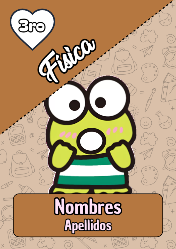 Portada de Keroppi de Física para cuaderno decorativa y bonita - ideal para cuadernos de espiral