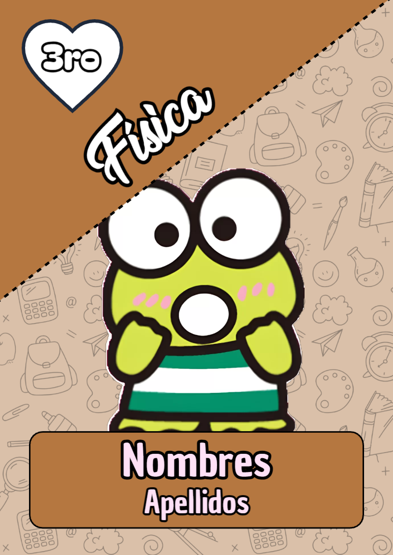 Portada de Keroppi de Física para cuaderno decorativa y bonita - ideal para cuadernos de espiral