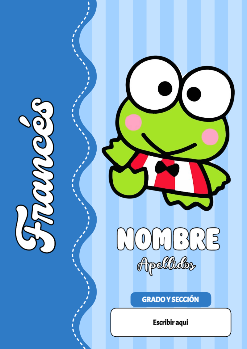 Portada de Keroppi de Francés Editable para Imprimir Gratis