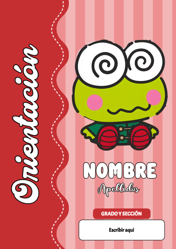 Portada de Keroppi de Orientación para cuaderno personalizada para imprimir - disponible para descarga gratuita