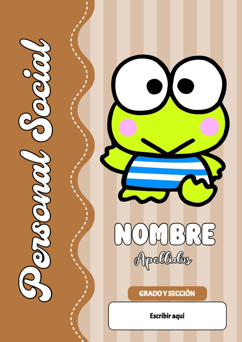 Portada de Keroppi de Personal Social Editable para Imprimir Gratis