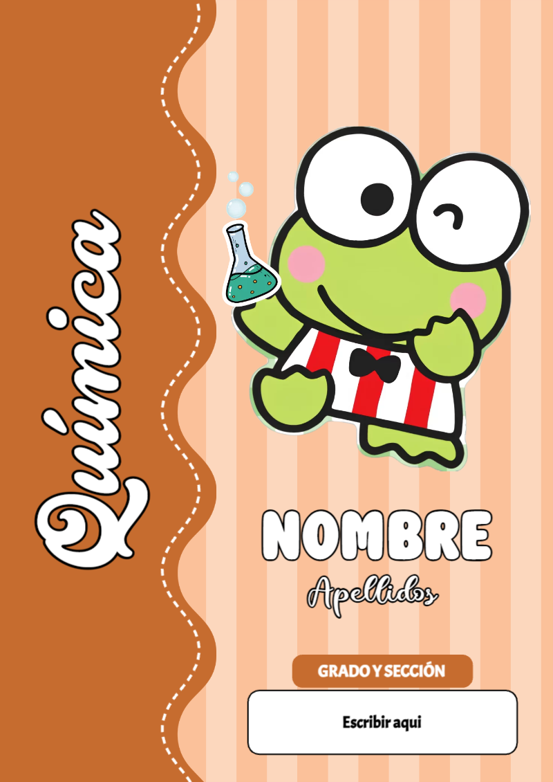Portada de Keroppi de Química para cuaderno lista para imprimir en A4 - versión premium para imprimir