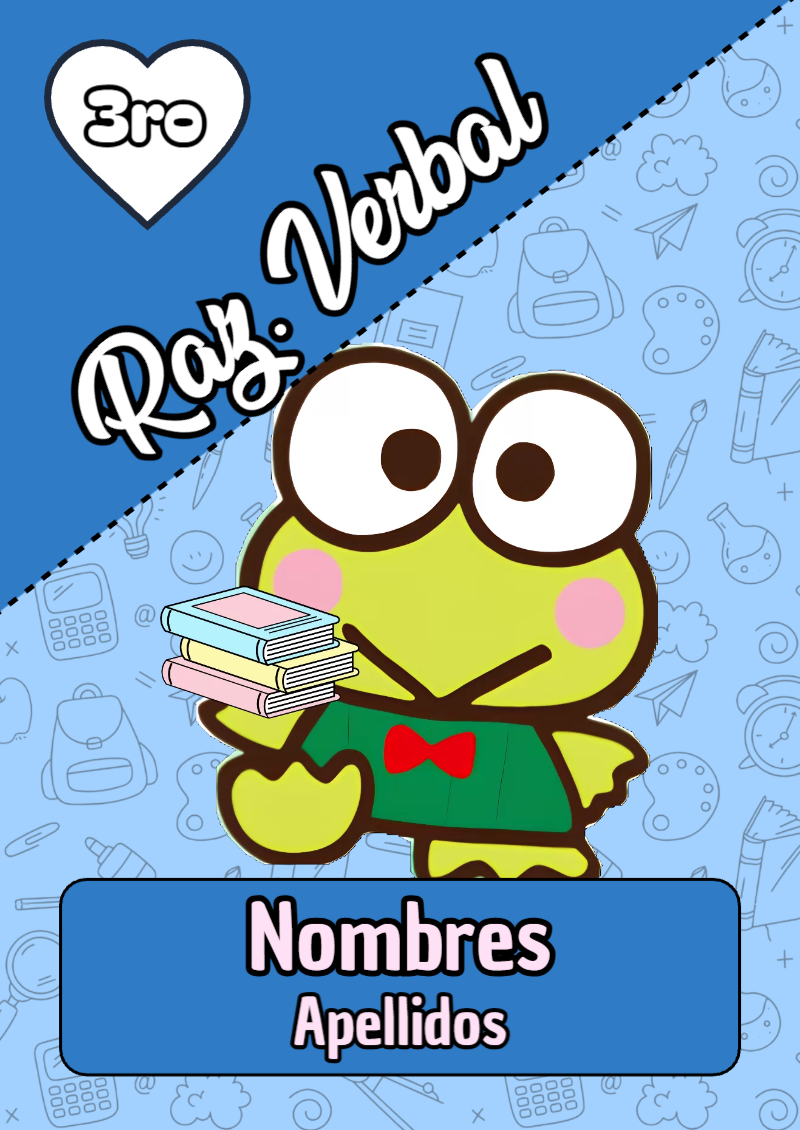 Portada de Keroppi de Raz. Verbal Editable para Imprimir Gratis
