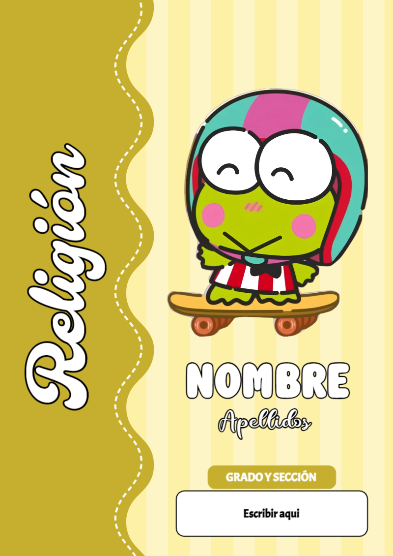 Portada de Keroppi de Religión para cuaderno para primaria - para todas las edades y grados