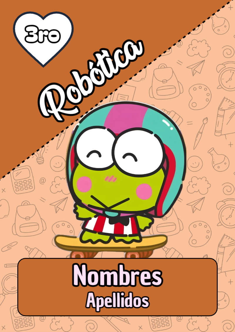 Portada de Keroppi de Robótica para cuaderno con estilo infantil - versión premium para imprimir